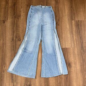 Farm Rio Wide Leg Flare Side Slit Jeans size 38 (XS)